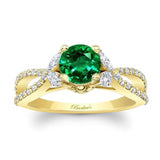 Emerald And Diamond Leaf Ring