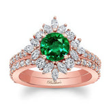 Marquise Halo Emerald And Diamond Wedding Set