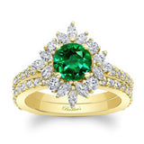 Marquise Halo Emerald And Diamond Wedding Set