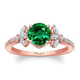 Emerald And Diamond Leaf Engagement Ring