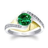 Split Shank Cathedral Lab Emerald And Diamond Engagement Ring
