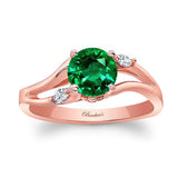 V Shaped Emerald And Diamond Ring
