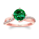 2 Carat Twisted Emerald And Diamond Engagement Ring