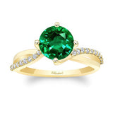2 Carat Twisted Emerald And Diamond Engagement Ring
