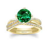 2 Carat Twisted Lab Grown Emerald And Diamond Bridal Set