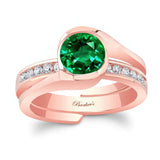 Half Bezel Emerald And Diamond Interlocking Bridal Set