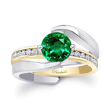 Interlocking Emerald And Diamond Wedding Ring Set