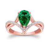 Unique Pear Shaped Emerald And Diamond Ring
