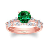 Vintage Style Emerald And Diamond Wedding Ring Set