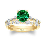 Vintage Style Emerald And Diamond Wedding Ring Set