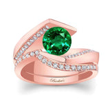 Tension Setting Lab Grown Emerald And Diamond Bridal Set