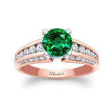Lab Emerald And Diamond Channel Set Ring