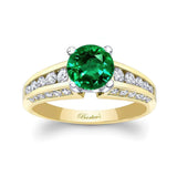Lab Emerald And Diamond Channel Set Ring