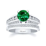 Emerald And Diamond Channel Set Wedding Ring Set