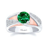 3 Row Lab Emerald And Diamond Ring