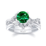 Emerald And Diamond Marquise Accent Wedding Set