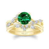 Emerald And Diamond Marquise Accent Wedding Set