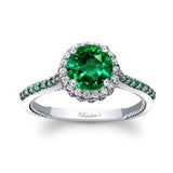 Round Halo Lab Emerald Ring