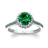 Round Halo Lab Emerald Ring