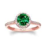 Round Halo Emerald And Diamond Ring