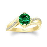 Emerald And Diamond Split Shank Engagement Ring