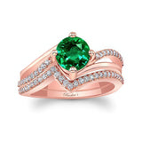 Emerald And Diamond Split Shank Wedding Set