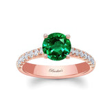Round Lab Grown Emerald And Diamond Engagement Ring