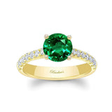 Round Lab Grown Emerald And Diamond Engagement Ring