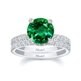 3 Carat Emerald And Diamond Halo Wedding Set