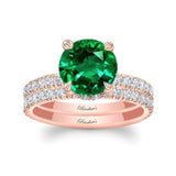 3 Carat Emerald And Diamond Halo Wedding Set