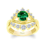 Emerald And Diamond Unique Wedding Set