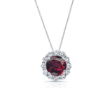 Garnet And Diamond Halo Necklace