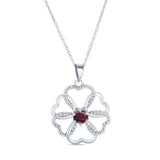 Garnet Silver Intertwined Hearts Necklace