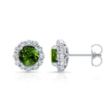1 Carat Green Tourmaline Halo Studs