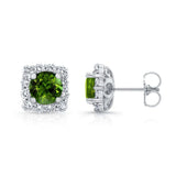 1.00ct. Cushion Green Tourmaline Halo Studs