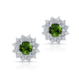 1.00ct. Double Halo Green Tourmaline Studs
