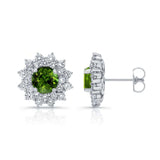 1.00ct. Double Halo Green Tourmaline Studs
