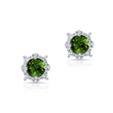 1.00ct. Unique Halo Green Tourmaline Studs