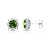 1.00ct. Unique Halo Green Tourmaline Studs
