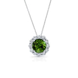 Green Tourmaline And Diamond Halo Necklace