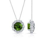 Green Tourmaline And Diamond Halo Necklace