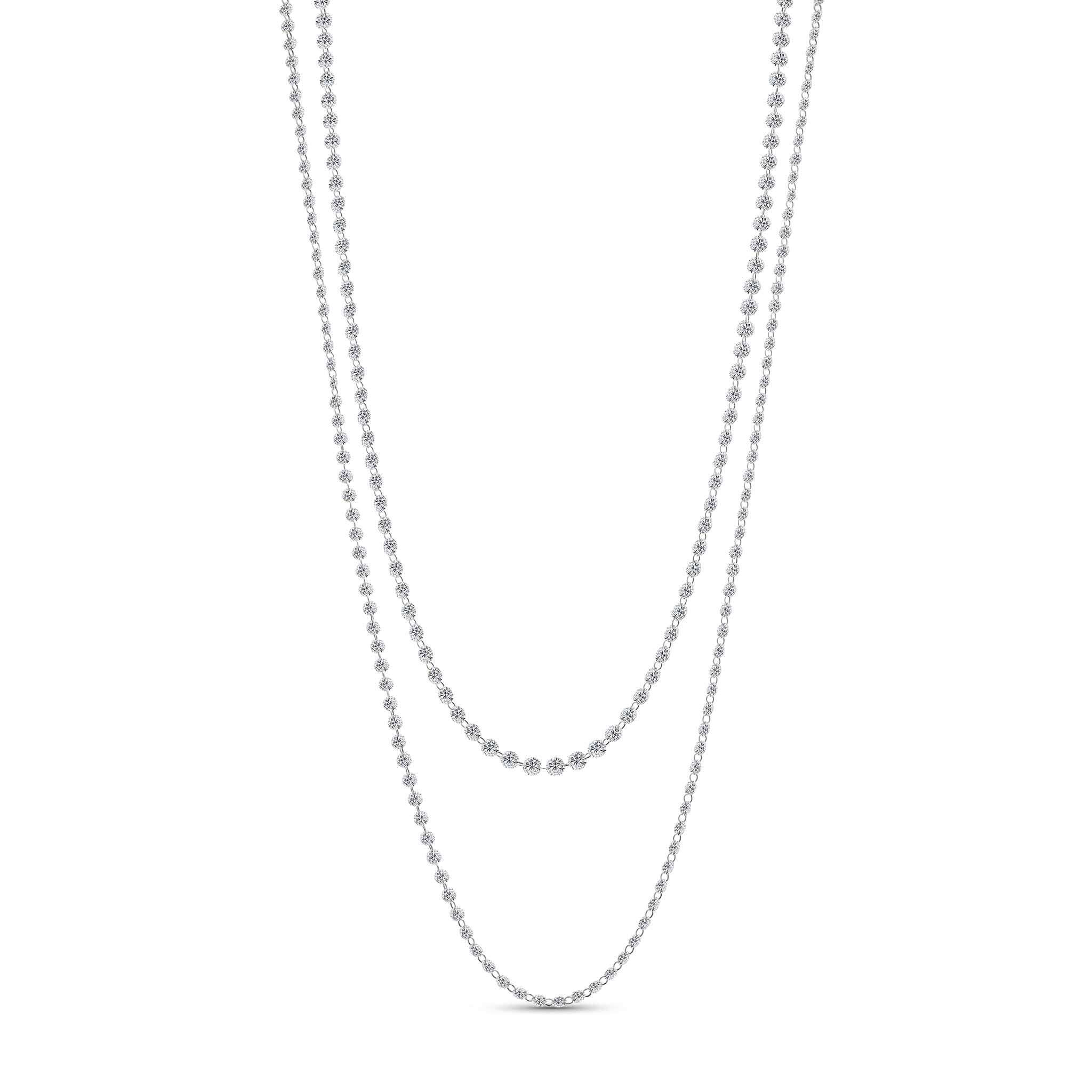 24.8 Carat Floating Lab Diamond Necklace featuring layered chains and lab-grown diamonds for a brilliant, ethical look.