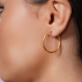 Textured Gold Endless Hoop Earrings