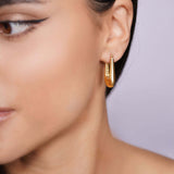 Elongated Puff Gold Earrings