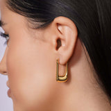 Elongated Puff Gold Earrings