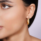 Elongated Puff Gold Earrings