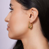 Elongated Puff Gold Earrings