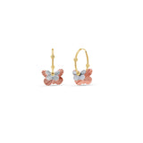 Tri Color Gold Round Butterfly Earrings