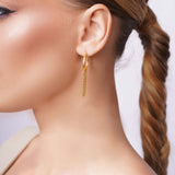 Multi String Curtain Drop Gold Dangle Earrings