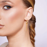 Multi String Curtain Drop Gold Dangle Earrings